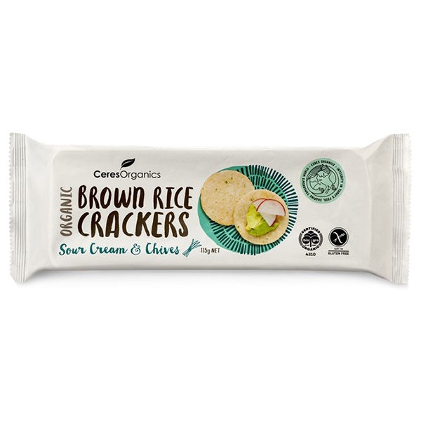 Ceres | Organic Brown Rice Crackers - Sour Cream & Chives / 115g