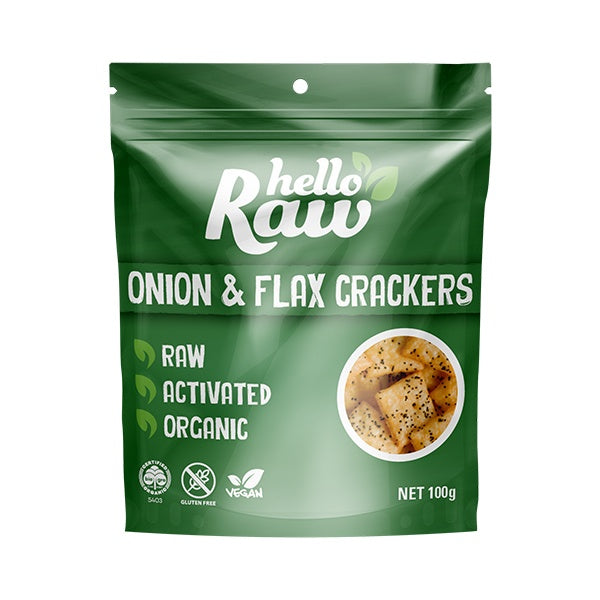 Hello Raw - Onion & Flax Crackers / 100g